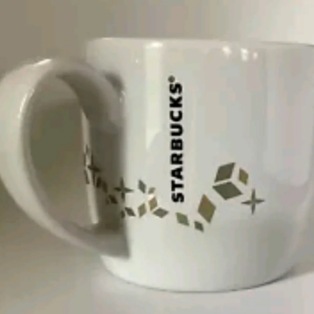 2013 Starbucks Holiday Collection Gold Accents Green Siren White Coffee CUP